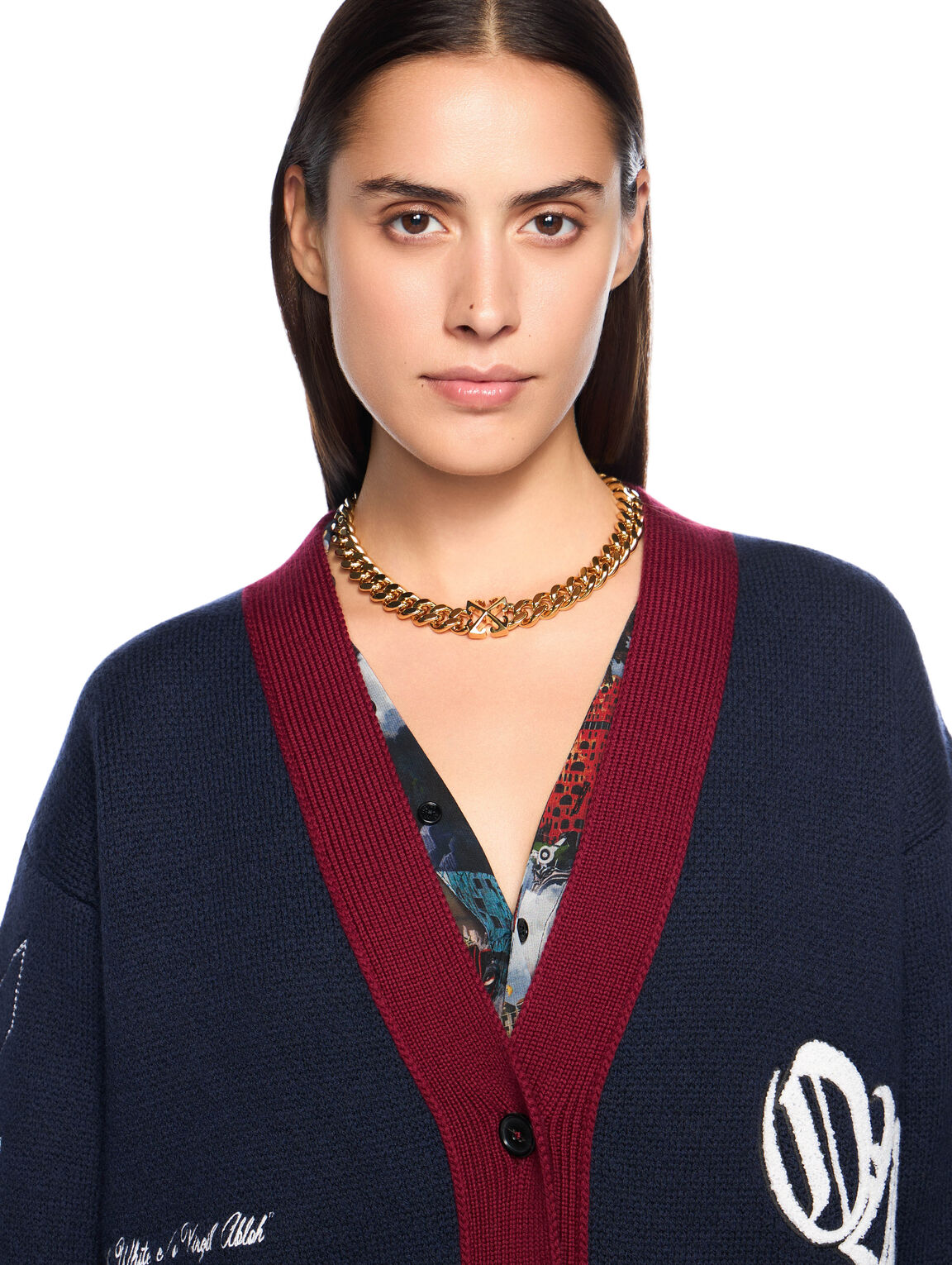 Jacquard Knit Varsity Cardigan