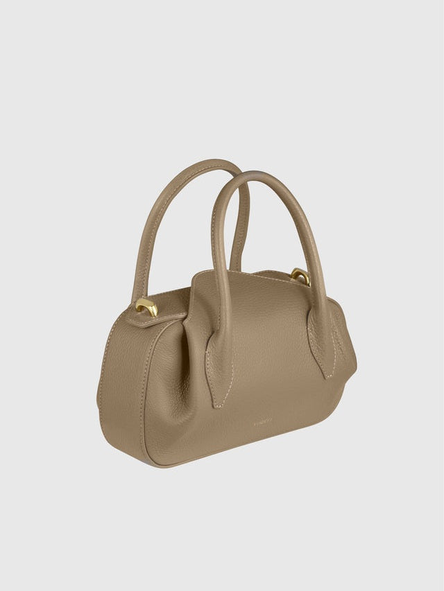 Oyster mini duffle pebble grain leather clay