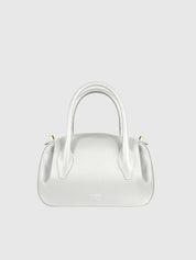 Oyster mini duffle pebble grain leather bianco