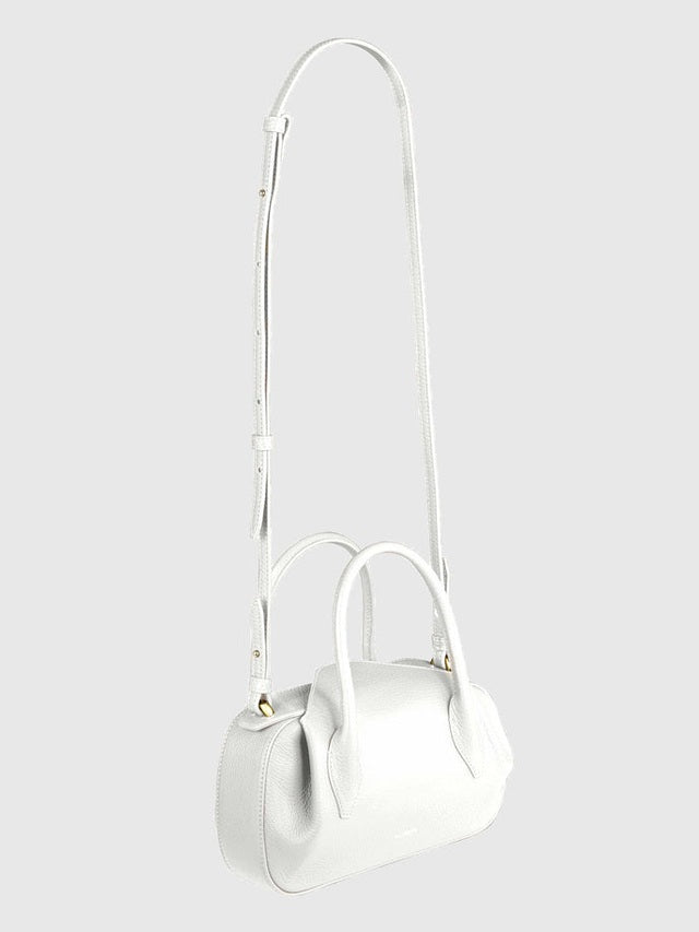 Oyster mini duffle pebble grain leather bianco