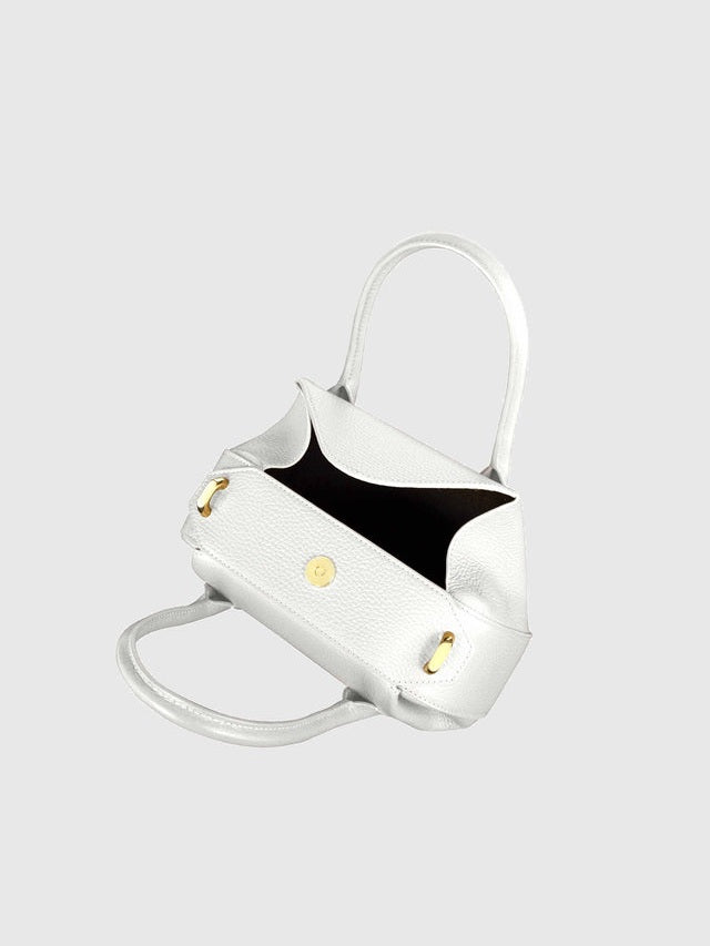 Oyster mini duffle pebble grain leather bianco