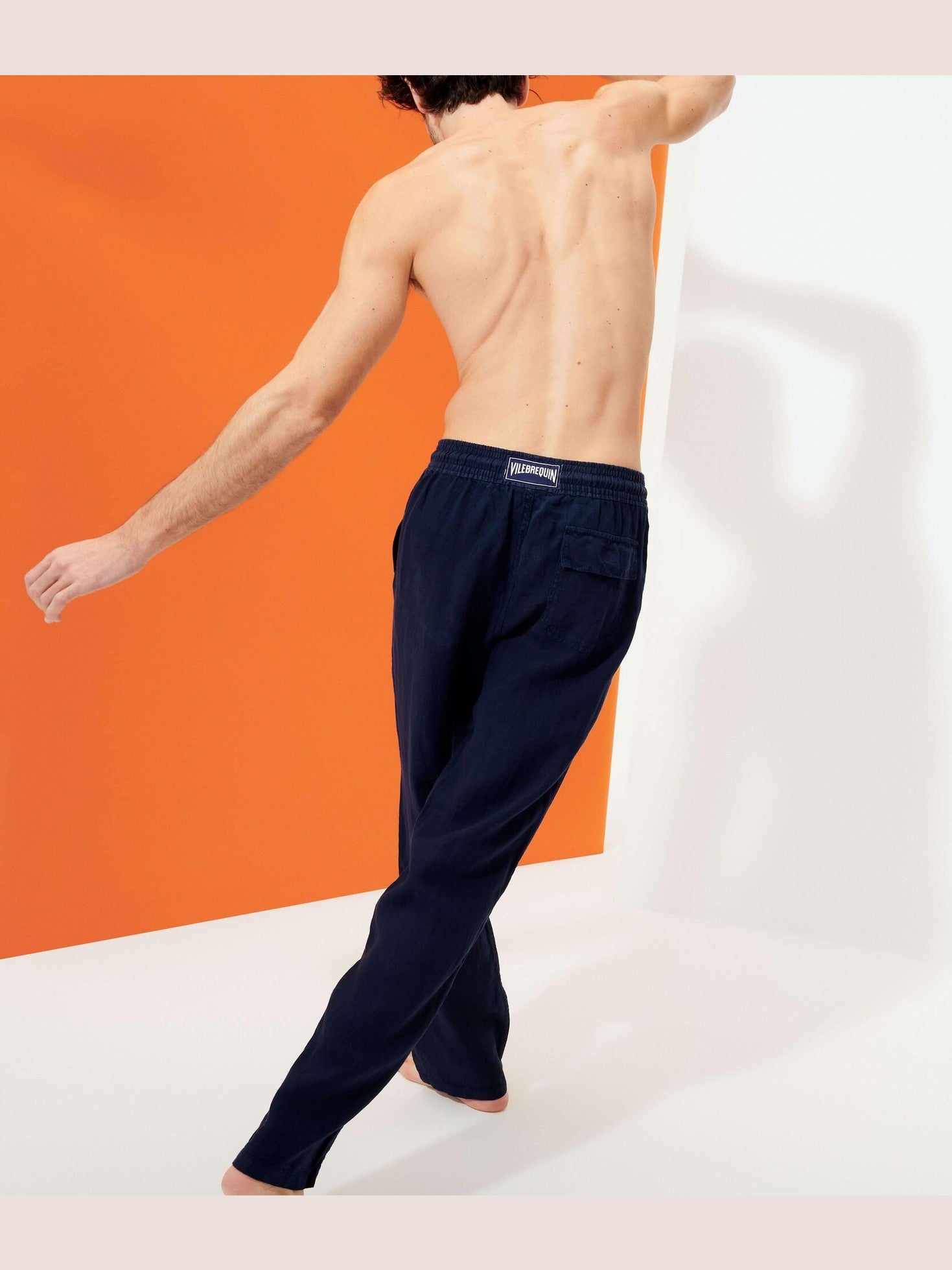 Men linen pants solid