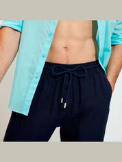 Men linen pants solid