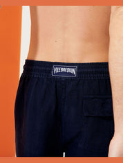 Men linen pants solid