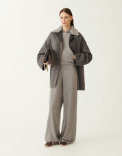 PLATINUM WIDE JOGGING TROUSERS WITH FILO DIAMANTE LOOP