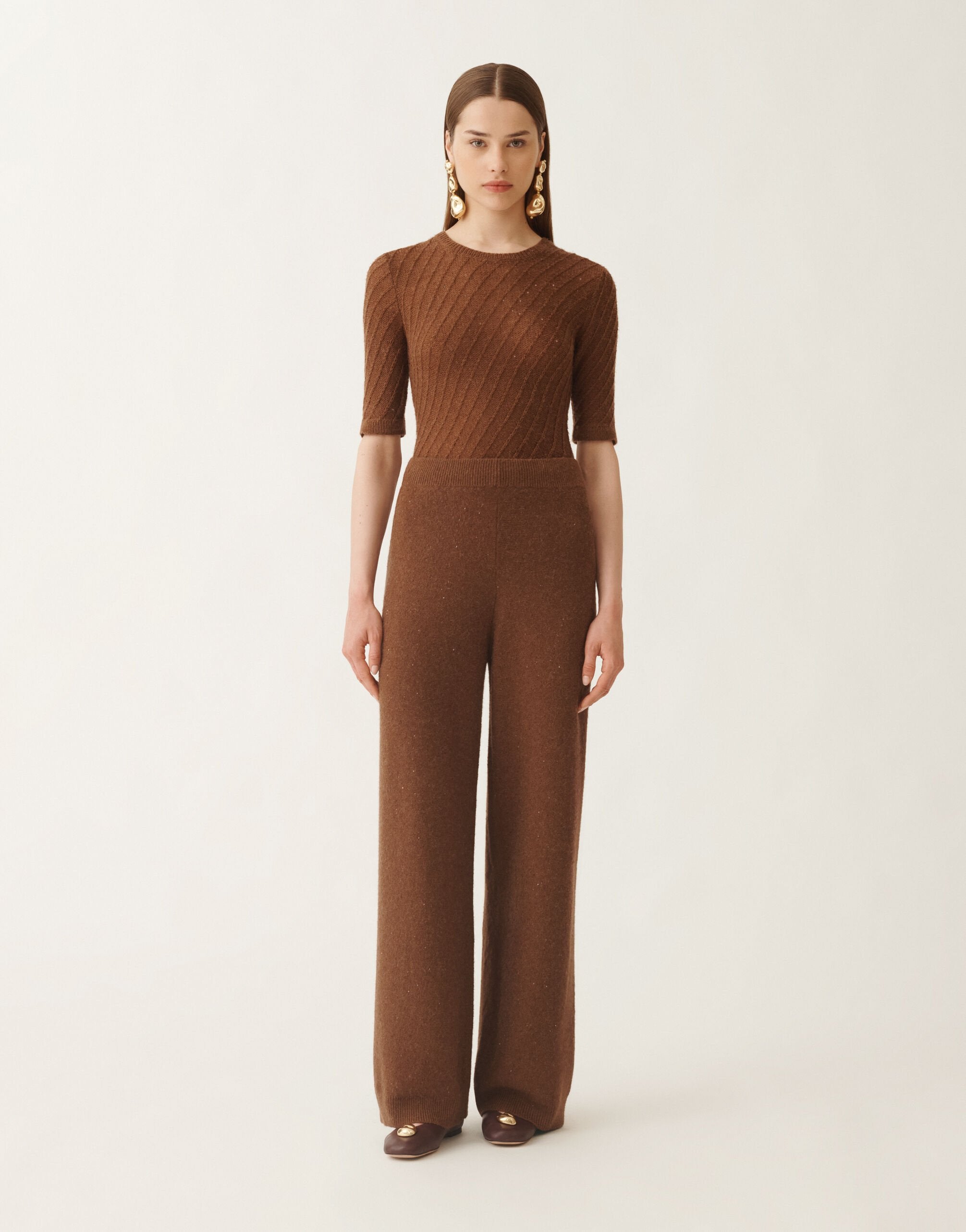 Wool and Silk Trousers with Sequins