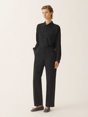 Bistretch wool jogging trousers with filo diamante