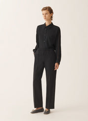 Bistretch wool jogging trousers with filo diamante