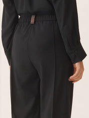 Bistretch wool jogging trousers with filo diamante
