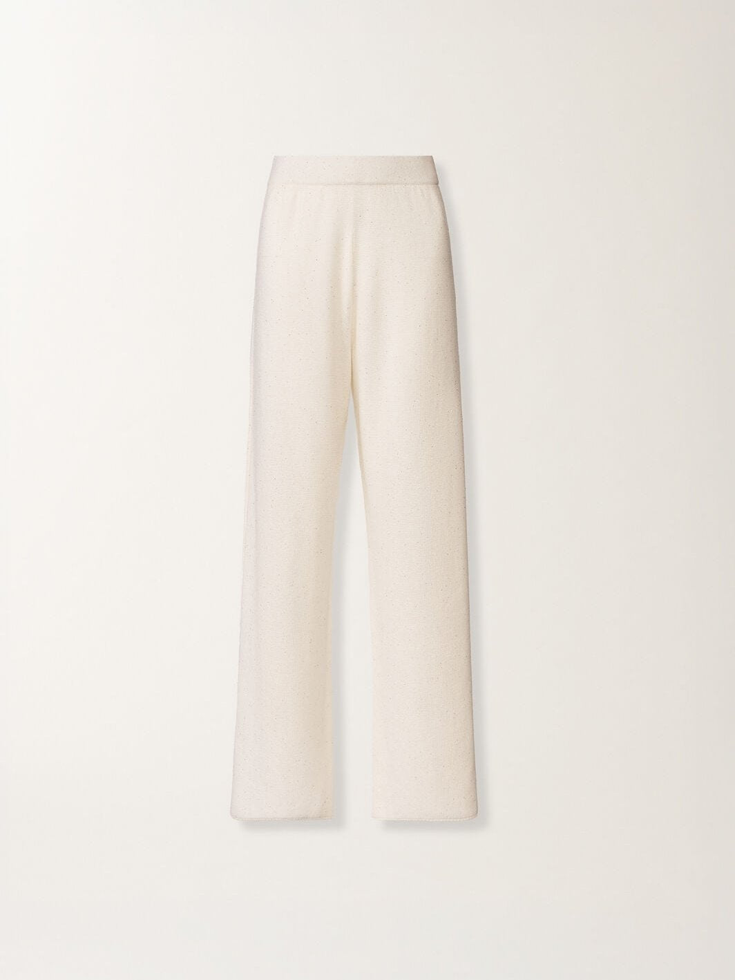 White cotton and linen pants with sequins