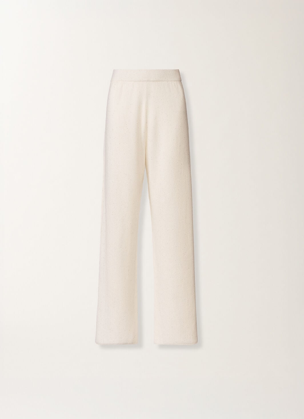 White cotton and linen pants with sequins