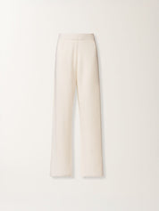 White cotton and linen pants with sequins