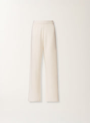 White cotton and linen pants with sequins