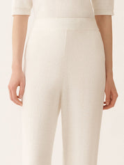 White cotton and linen pants with sequins