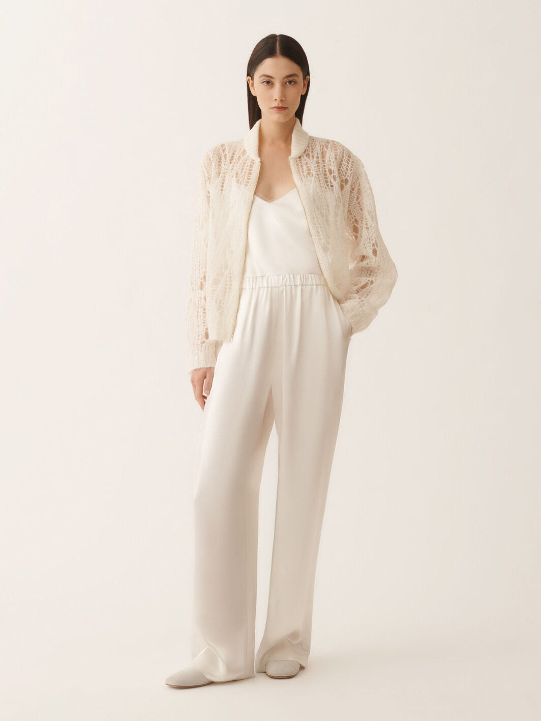 Liquid satin pijama trousers with elastic waistband