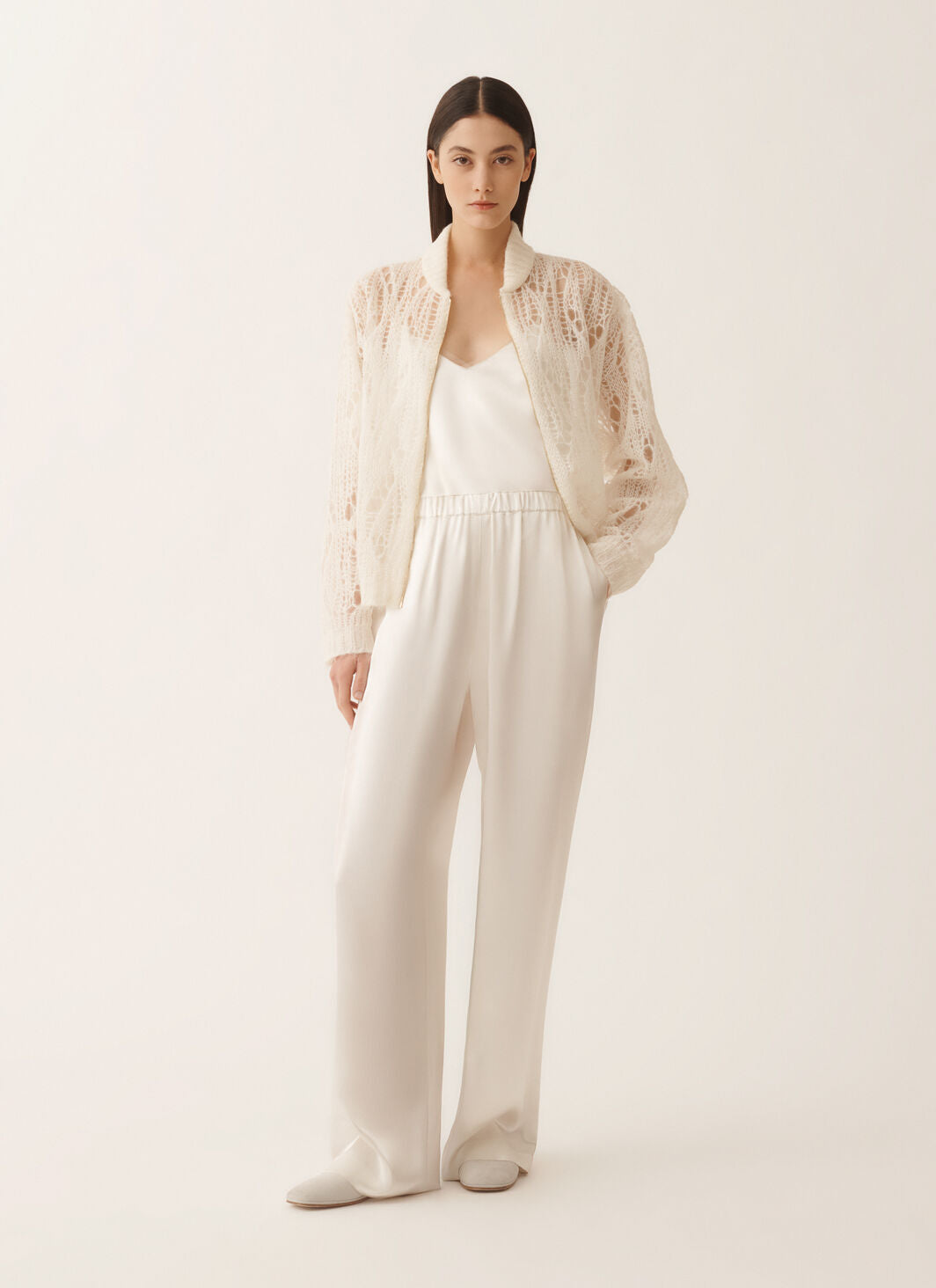 Liquid satin pijama trousers with elastic waistband