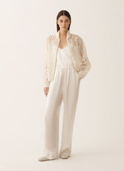 Liquid satin pijama trousers with elastic waistband