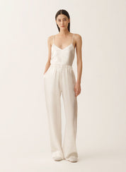 Liquid satin pijama trousers with elastic waistband