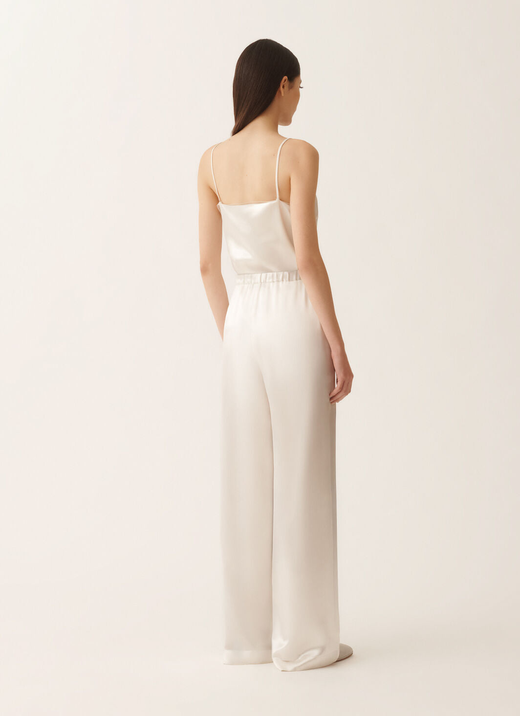 Liquid satin pijama trousers with elastic waistband
