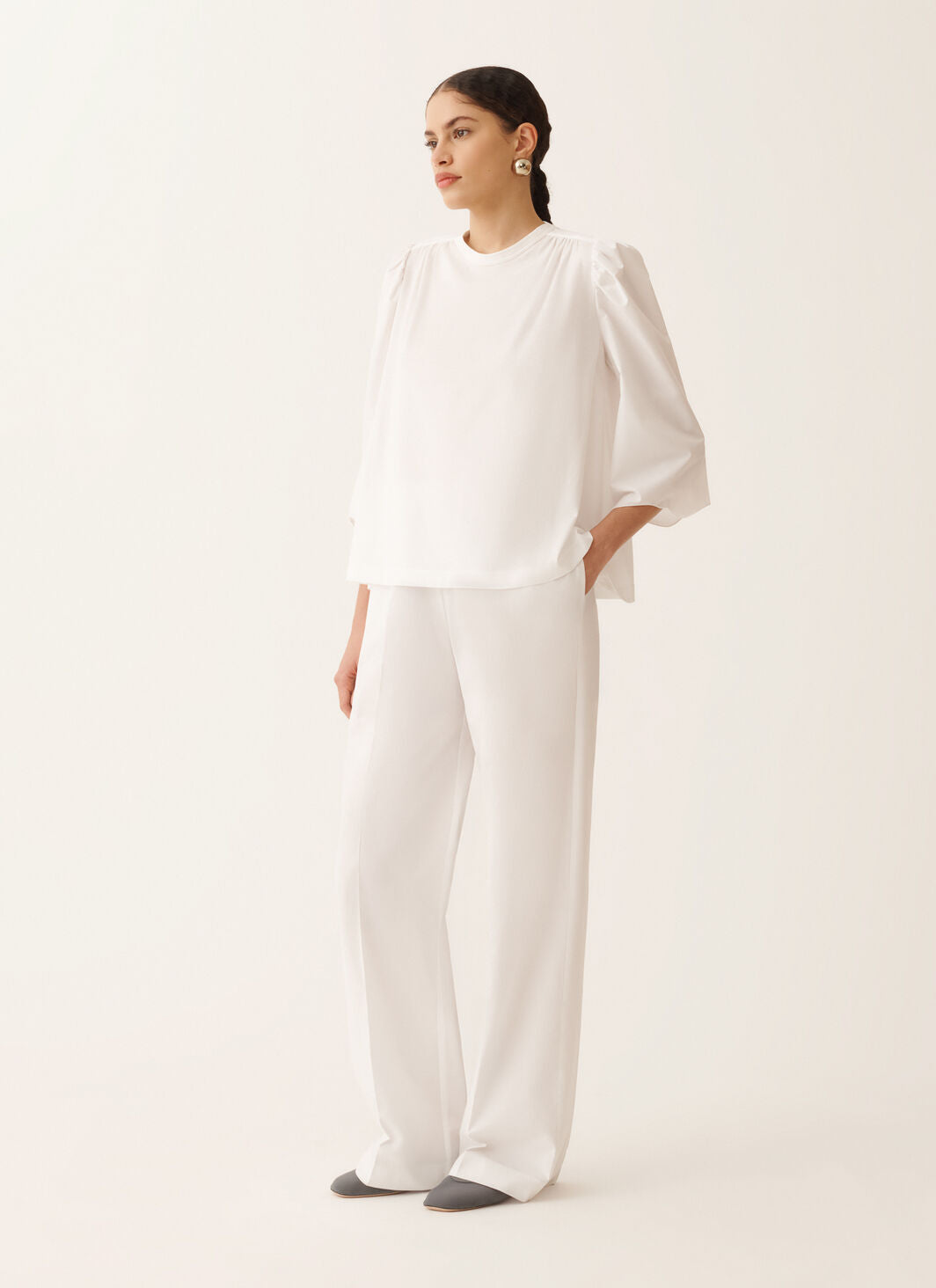 Trevi pants in optical white poplin