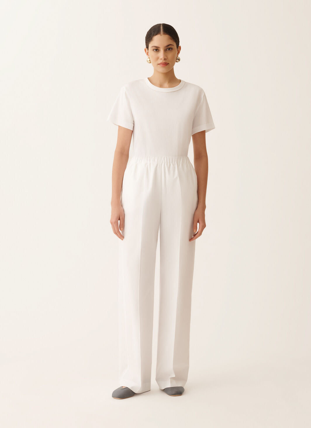 Trevi pants in optical white poplin