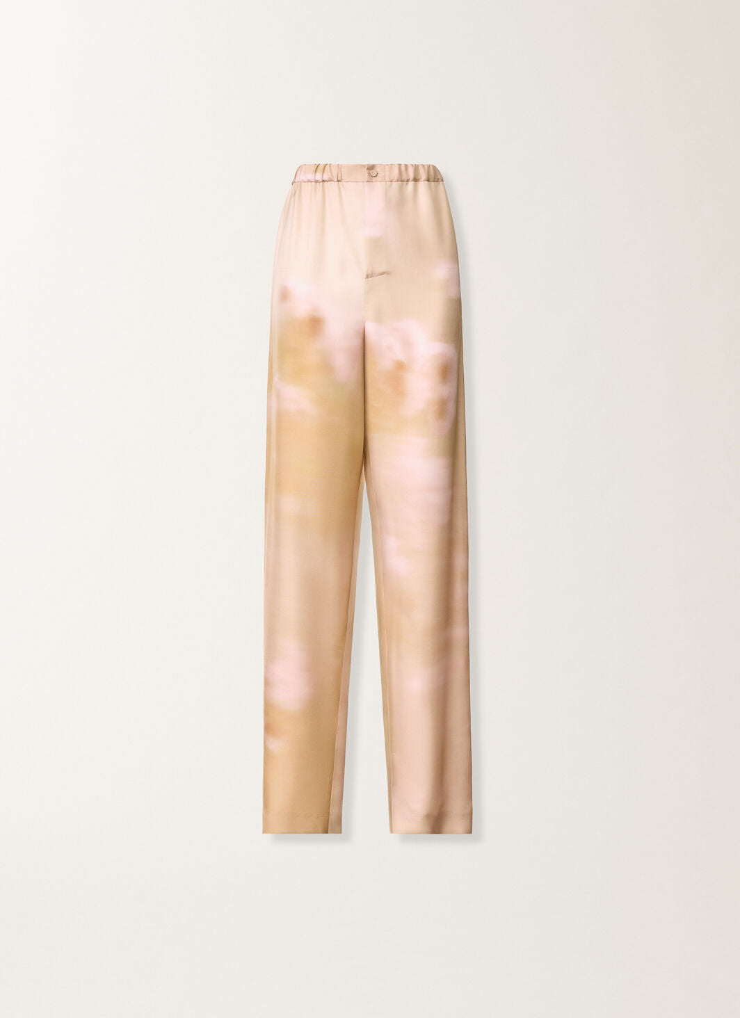 Printed silk twill trousers