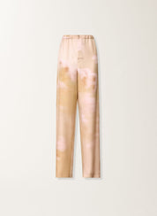 Printed silk twill trousers
