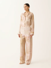 Printed silk twill trousers