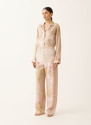 Printed silk twill trousers