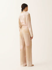Printed silk twill trousers