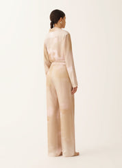 Printed silk twill trousers