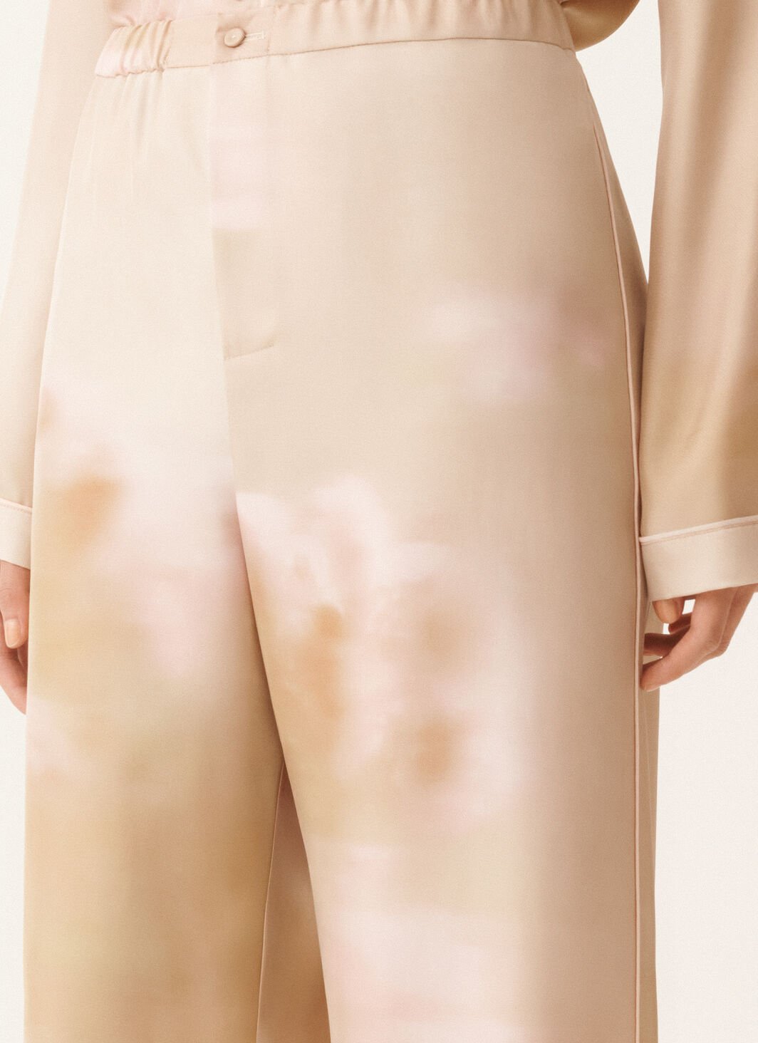 Printed silk twill trousers