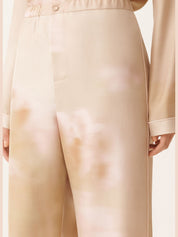 Printed silk twill trousers