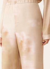 Printed silk twill trousers