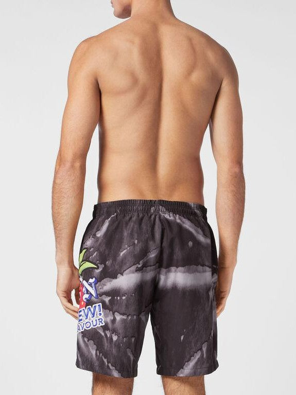 Tie-dye long swim boxers tutti frutti