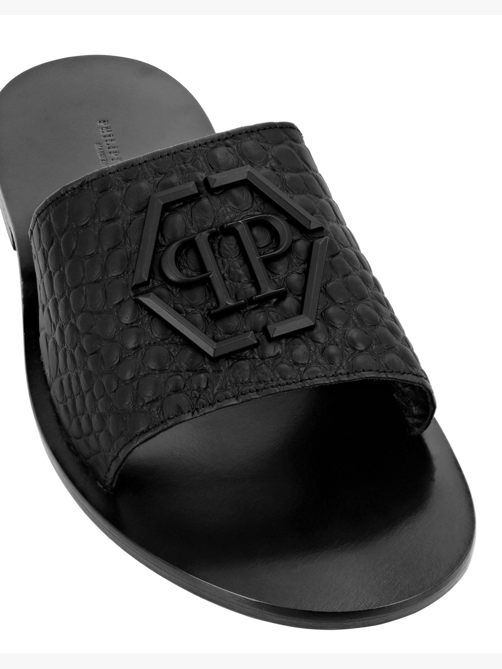 Flat crocco printed sandals