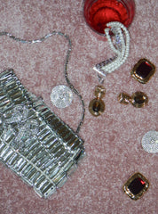 SILVER CRYSTAL BOW MINI SHOULDER BAG