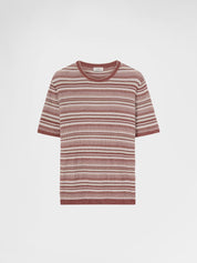 Linen blend stitch t-shirt desert rose