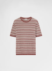 LINEN BLEND STITCH T-SHIRT DESERT ROSE