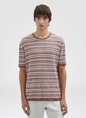 LINEN BLEND STITCH T-SHIRT DESERT ROSE
