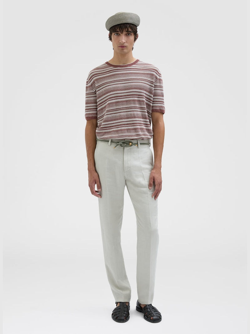 Linen blend stitch t-shirt desert rose