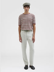 Linen blend stitch t-shirt desert rose
