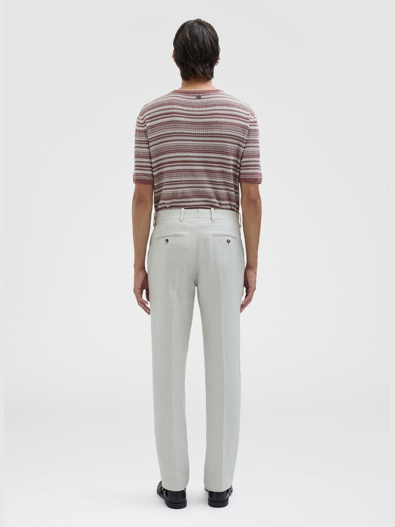 Linen blend stitch t-shirt desert rose