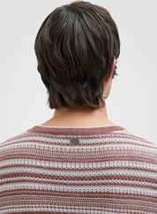 LINEN BLEND STITCH T-SHIRT DESERT ROSE