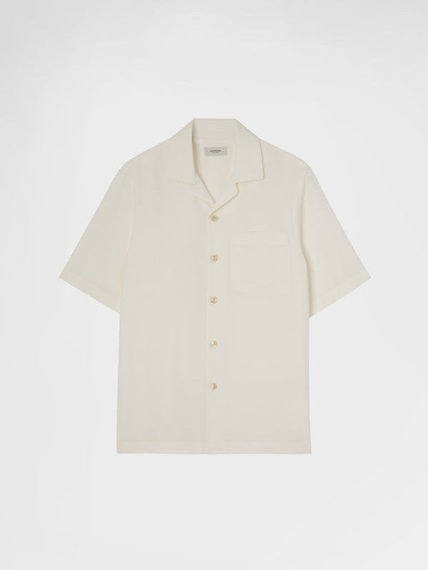 Cotton silk bowling shirt - agnona white