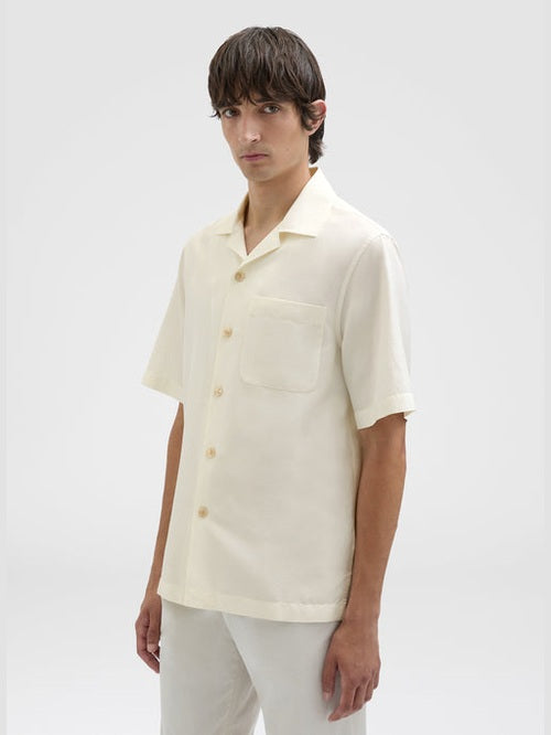 Cotton silk bowling shirt - agnona white