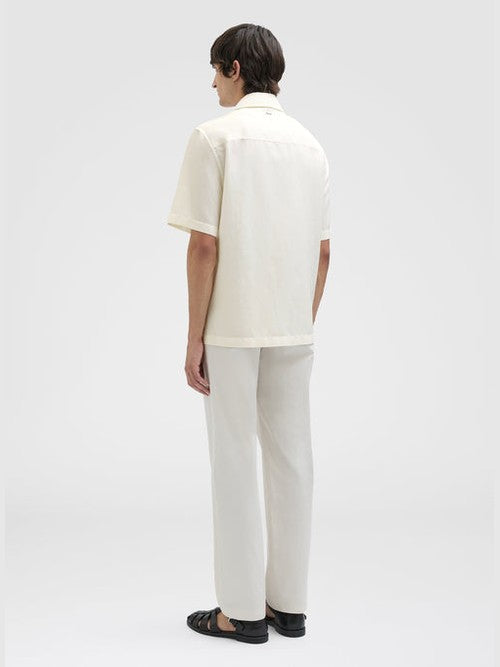 Cotton silk bowling shirt - agnona white