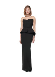 STRAPLESS CREPE GOWN BLACK