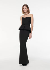 STRAPLESS CREPE GOWN BLACK