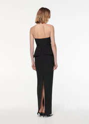 STRAPLESS CREPE GOWN BLACK